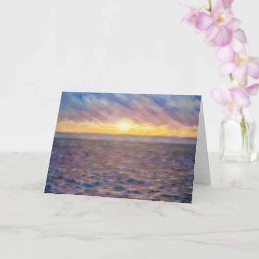 Carte Ocean Sunset Oil Pastel Style Art Note Card (Orchidée)