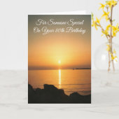 Carte Ocean Sunset Personnalisé 80e anniversaire (Fleur jaune)