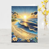 Carte Ocean View Joyeux anniversaire (Fleur jaune)