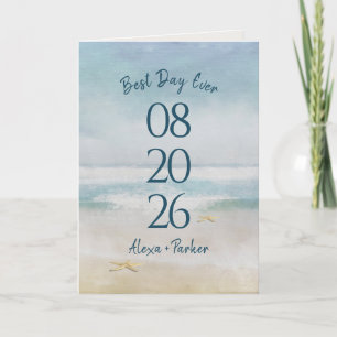 Carte Ocean Watercolor Beach Wedding Date Card