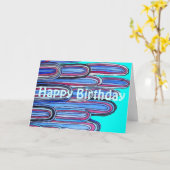 Carte Ocean Waves rétro Joyeux anniversaire (Fleur jaune)