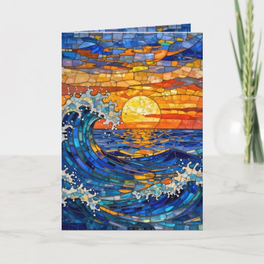 Carte Oceanic Coastal Ocean Waves Sunset Birthday (Devant)