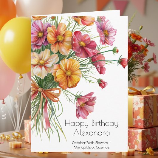 Carte October Birth Flower Birthday Card | Marigolds