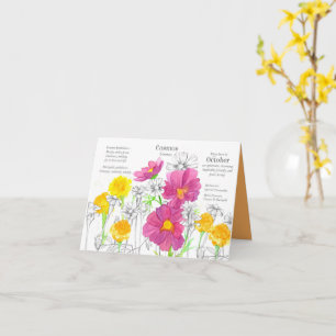 Carte Octobre Anniversaire Cosmos Marigold Mois de naiss