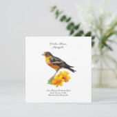 Carte Octobre Fleur Marigold et naissance d'oiseaux (Debout devant)