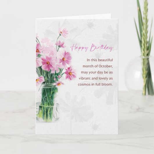 Carte Octobre Mois De Naissance Fleur Anniversaire Avec (Devant)