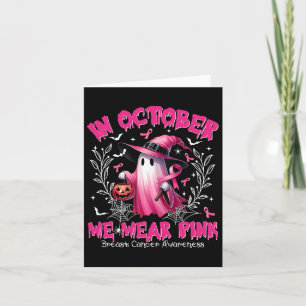 Carte Octobre Nous Portons Pink Ghost Witch Cancer du Se