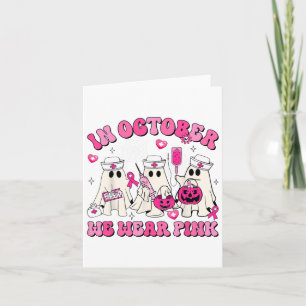 Carte Octobre Nous Portons Pink Nurse Fantôme Halloween