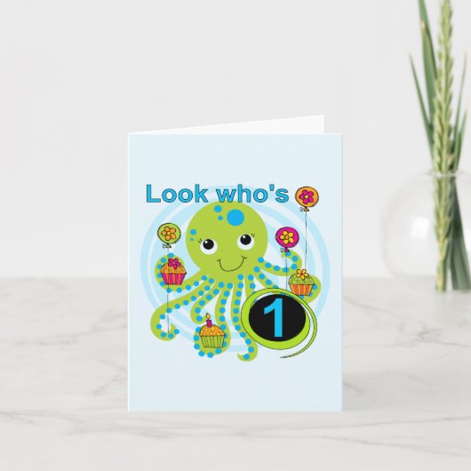 Carte Octopus 1er Anniversaire T-shirts et cadeaux (Devant)