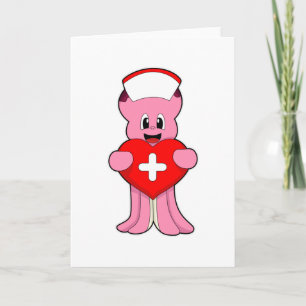 Carte Octopus comme infirmière avec coeur