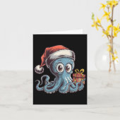 Carte Octopus De Noël Drôle Avec Chapeau De Père Noël Po (Fleur jaune)