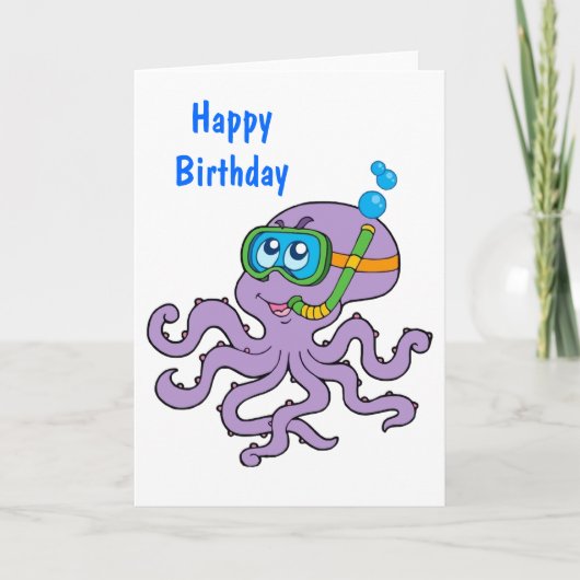 Carte Octopus de plongée avec tuba Anniversaire (Devant)