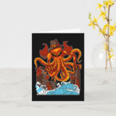 Carte Octopus Japonais Monster Thanksgiving Day Automne  (Fleur jaune)