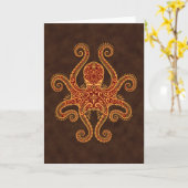 Carte Octopus rouge doré complexe (Fleur jaune)