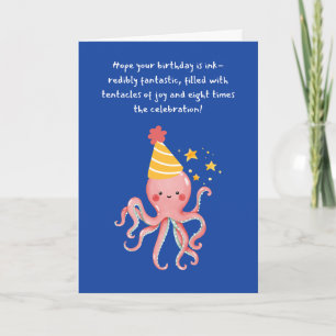 Carte Octopus Tentacle de la joie Whimsy Blue Anniversai