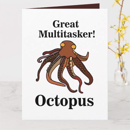Carte Octopus Tentacles Multitaskan Funny Birthday (Fleur jaune)