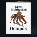 Carte Octopus Tentacles Multitaskan Funny Birthday<br><div class="desc">Octopus Tentacles Multitasker Funny Birthday Card design original par Nisha Prabhu. Célébrez les anniversaires spéciaux avec un peu d'humour en utilisant notre "Octopus Tentacles Multitasker Funny Birthday Card"! Cette carte excentrique présente une illustration charmante d'une pieuvre multitâche qui jongle avec des gâteries d'anniversaire et des surprises, qui vous apporteront un...</div>
