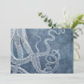 Carte Octopus Twilight Blue Denim Aquarelle Art (Debout devant)