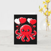 Carte Octopus With Heart Balloons Adorable Valentines Da (Fleur jaune)