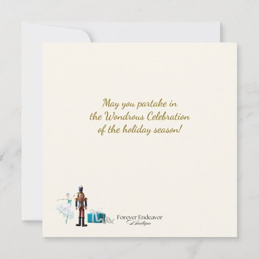 Carte Ode to the Nutcracker Ballet Blue Holiday Card (Dos)