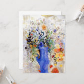 Carte Odilon Redon - Grand Bouquet dans Pastel Blue Vase (Devant/Arrière en situation)