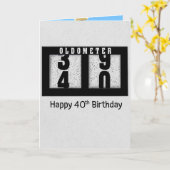 Carte Odomètre noir pour 40e anniversaire (Fleur jaune)