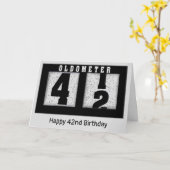 Carte Odomètre noir pour 42e anniversaire (Fleur jaune)