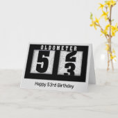 Carte Odomètre noir pour 53e anniversaire (Fleur jaune)