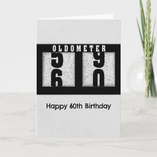 Carte Odomètre noir pour 60e Humour d'anniversaire (Devant)