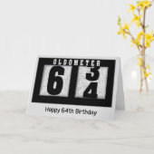 Carte Odomètre noir pour 64e anniversaire (Fleur jaune)