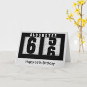 Carte Odomètre noir pour 66e anniversaire (Fleur jaune)