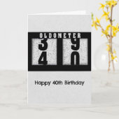 Carte Odomètre noir pour humour d'anniversaire 40 ans (Fleur jaune)