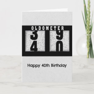 Carte Odomètre noir pour humour d'anniversaire 40 ans