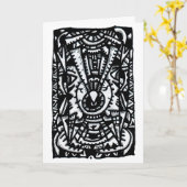 Carte Oeil. Dessin d'encre (Fleur jaune)