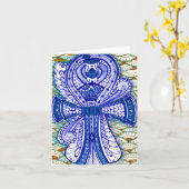 Carte Oeil mauvais d'Ankh de scarabée égyptien bleu de (Fleur jaune)