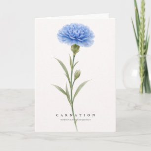 Carte Œillet Art Botanique Symbole d'Amour et de Bonne C