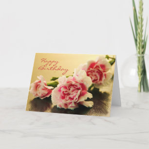 Carte Oeillets de rose de joyeux anniversaire floraux