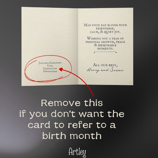 Carte Oeillets Janvier Fleur Linge de naissance