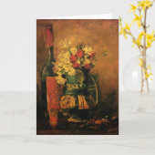 Carte Oeillets, Roses et une bouteille de Vincent van Go (Fleur jaune)