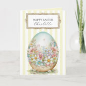 Carte Oeuf de Pâques décoratif personnalisé rayé  (Devant)