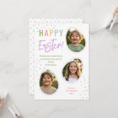 Carte Œuf de Pâques en collage de photos avec paillettes (Devant/Arrière en situation)
