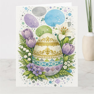 Carte Œuf de Pâques floral aquarelle