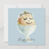 Carte Œuf de Pâques souriant à l'aquarelle dans une tass (Devant)