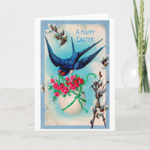 Carte Œuf de Pâques vintage Swarrow Fleur
