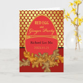 Carte Oeuf rouge et fête du gingembre pour bébé, invitat (Fleur jaune)