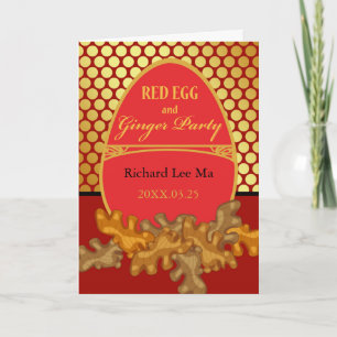 Carte Oeuf rouge et fête du gingembre pour bébé, invitat