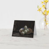 Carte Oeufs bleus nichés dans un bol (Fleur jaune)