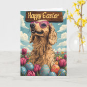 Carte Œufs de Pâques Afghan Hound (Fleur jaune)