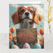 Carte Oeufs de Pâques Basset Hound (Fleur jaune)