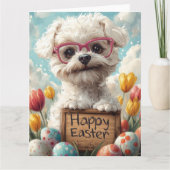 Carte Œufs de Pâques Bichon Frise (Devant)